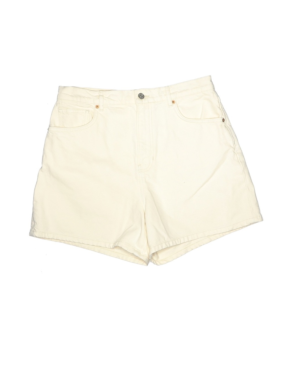 Reformation Cream High-Rise Denim Shorts